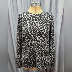 Saks Fifth Avenue Black and Gray Leopard Print Sweatshirt
